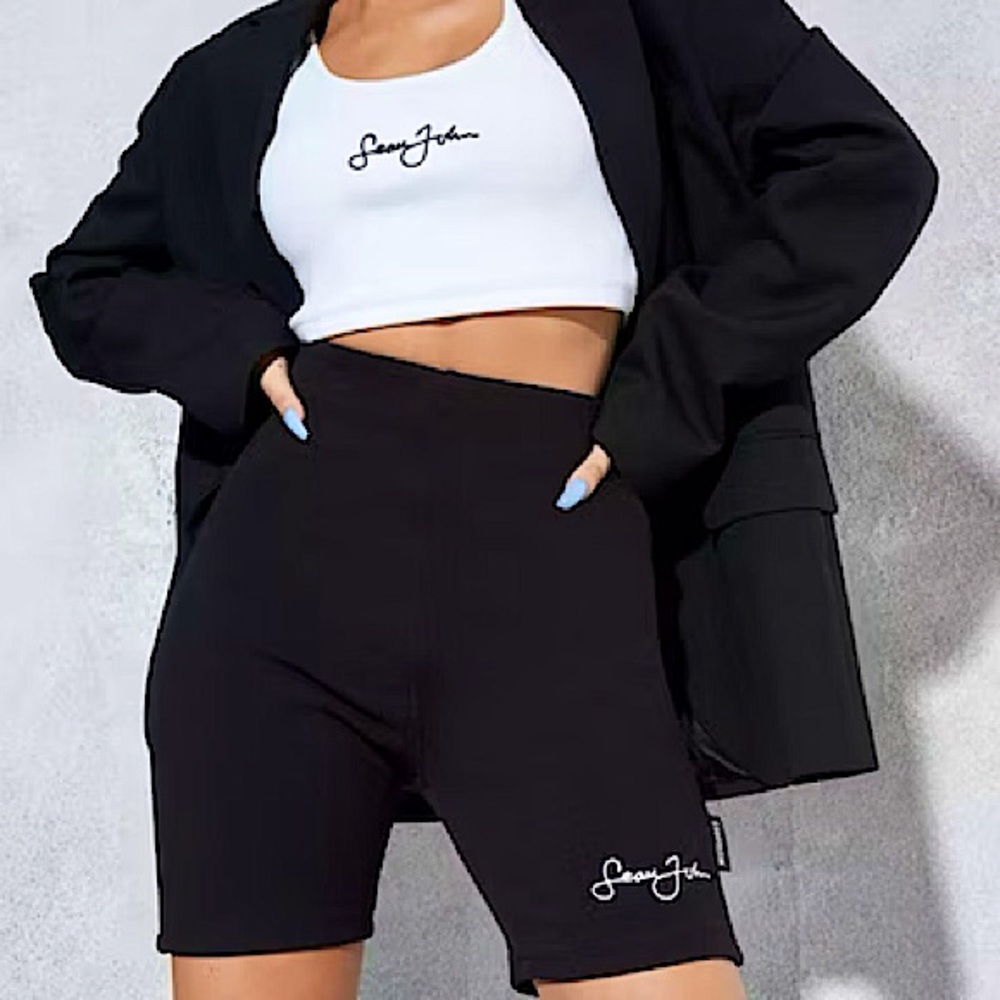 Black Ribbed Biker Cycling Short HighWaisted Missguided